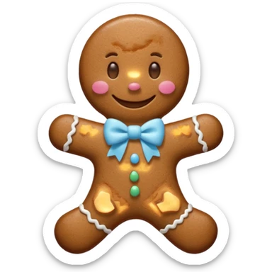 Gingerbread man with light blue bow sticker