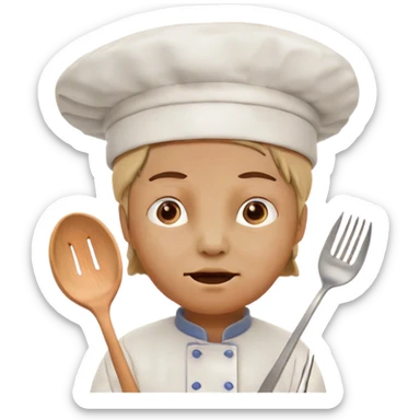 A box with fork and spoon and he looks crazy  sticker