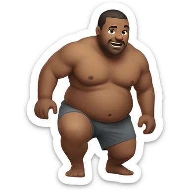 fat man shirtless crawling on ground sticker