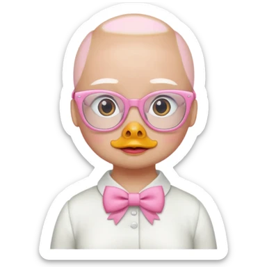 white duck with pink glasses and a pink bow without hair sticker