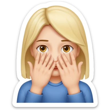 Covering the face with hands and peeping through your finger sticker