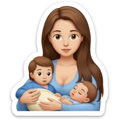 Breastfeeding mom with long hair and baby boy sticker