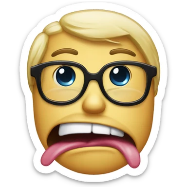 nerd emoji with tongue out crying sticker