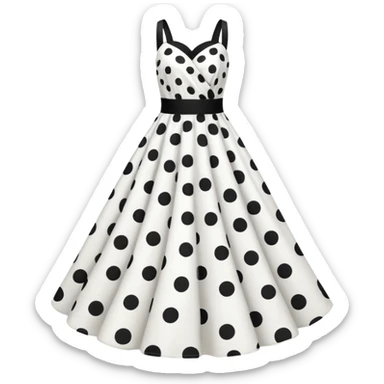 White dress with black polka dots sticker