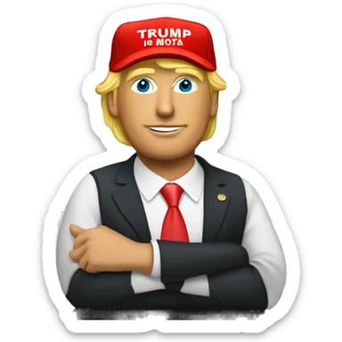 Trump in maga hat  sticker