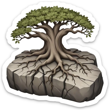 roots cracking a rock sticker