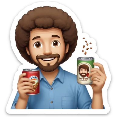 BOB ROSS EATING BEANS sticker