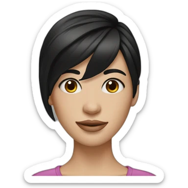 Fair skinned pretty woman with straight black hair sticker