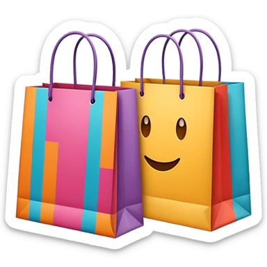 two shopping bags colors sticker