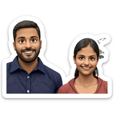 smiling duo with beard sticker
