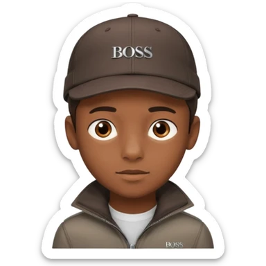 Haz un Niño moreno con una gorra Hugo boss sticker