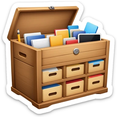 Box full of desktop material  sticker