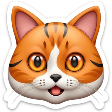 Design an emoji of a cat 🐱 realizing it left the stove on, with huge panicked eyes. sticker