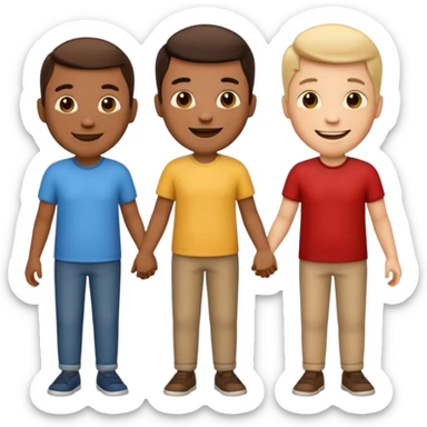 emoji trio três homens juntos de mãos dadas sticker