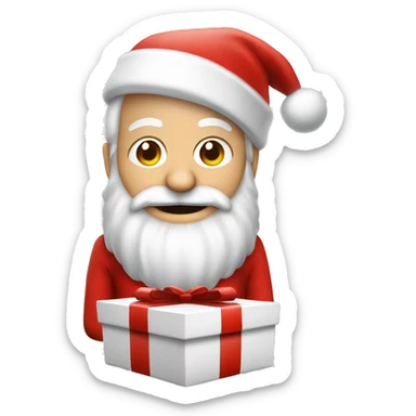 père Noël avec cadeau est costume rouge et barbe blanche sticker