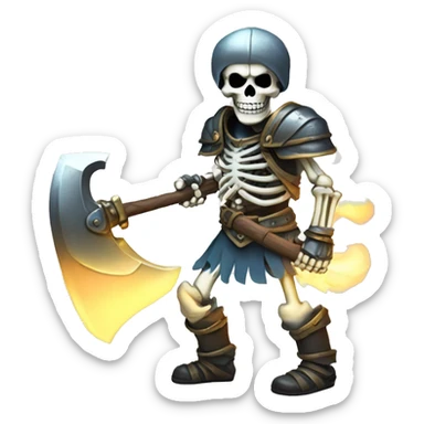 Glowing skeleton with armour and big axe  sticker