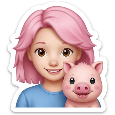 pig + girl sticker