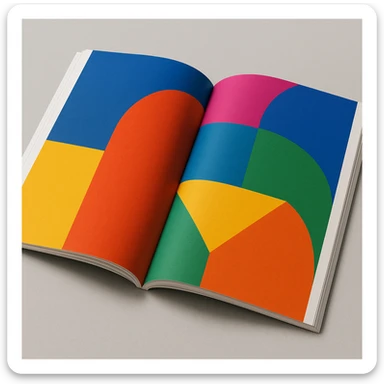open magazine with colorful pages sticker