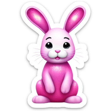 Pink full body large ombre bunny with glitter  sticker