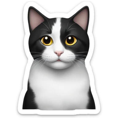 cat black and whi sticker