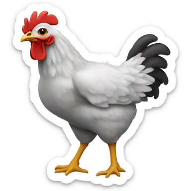 Chicken holding a chicken nugget sticker