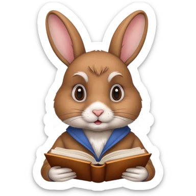 rabbit studying langage sticker
