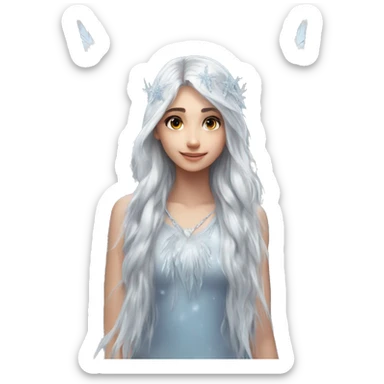 big wings, silver, feather, icy ,snowflake, Beautiful, fairy, long hair sticker