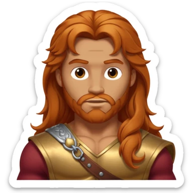 Hercules, God of Strength from Gods and Goddesses with long reddish blonde hair, bronze outfit sticker