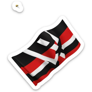 The flag consists of three equal horizontal stripes: red, black and red. On the black stripe are three white oblique crosses. sticker
