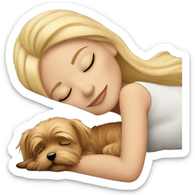 blonde sleeping on pillow with Yorkie  sticker