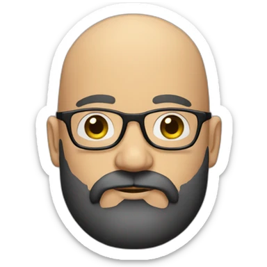 A bald man with very round glasses and a big black beard. sticker