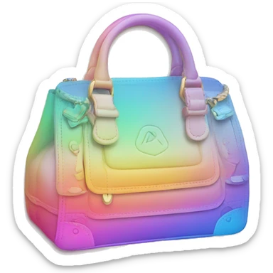 Luxury purse with logos in pastel rainbow color gradients  sticker