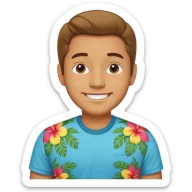 Retro 70s man face in hawaii t-shirt sticker