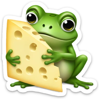 Frog holding a big block of Swiss cheese sticker