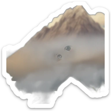 A baby peeking over a mountain sticker