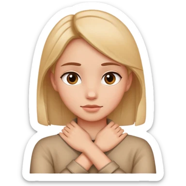 girl with her hands crossed around her neck sticker