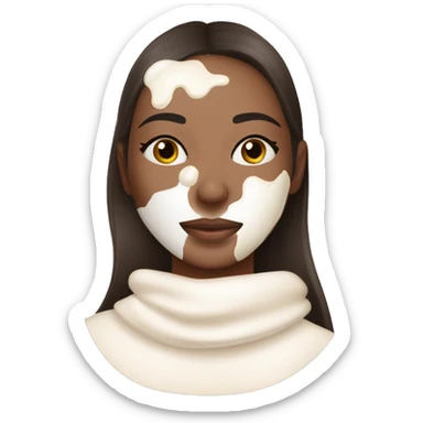 pretty brunette girl sleeping with cream coloured moisturiser face mask soft textures sticker