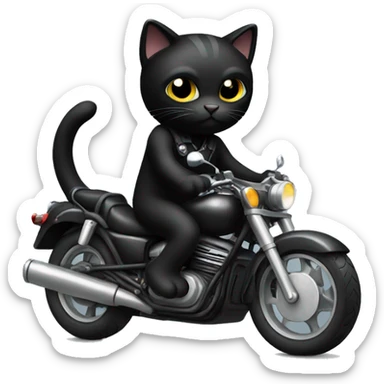 A black cat on a motorcycle  sticker