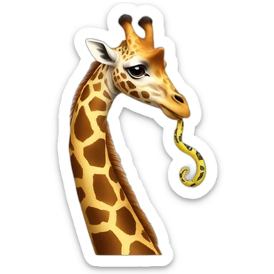a giraffe with a snake tattoo on the neck sticker