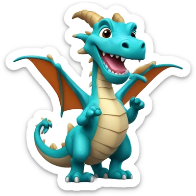 3D cartoon dragon character, small body with big head, plain background, joyful pose. –ar 3:4 –v 6. sticker