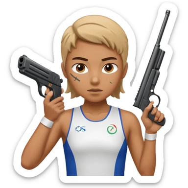 athlete with gun shooting, in olymoics sticker