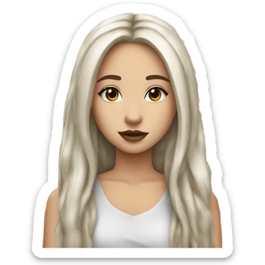 Wolf white girl long bronze hair brown makeup sticker