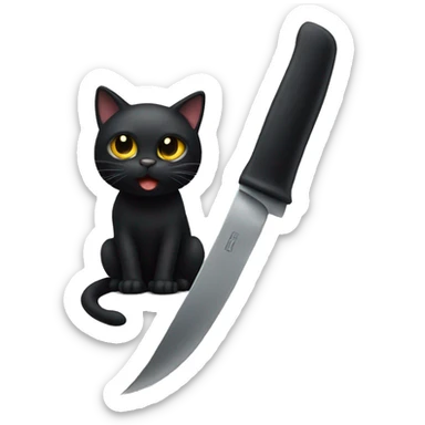 Black cat with knife  sticker