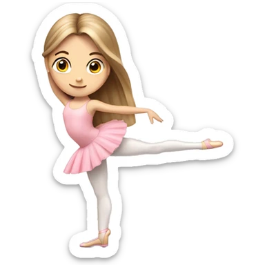 white girl, pink ballet girl. ballet pose, long hair sticker