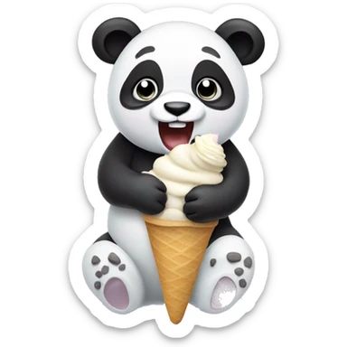 Panda eating ice cream sticker