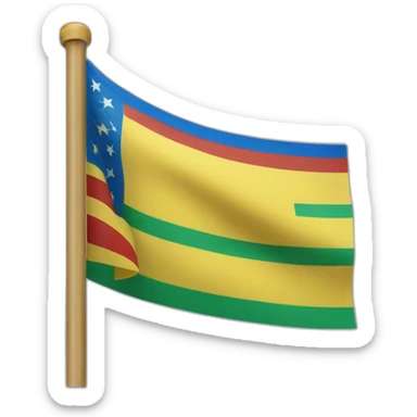 Tricolor flag with a blue stripe at the top, a green stripe in the middle and another yellow stripe at the bottom. To finish the letter "yaz" in red in the middle sticker