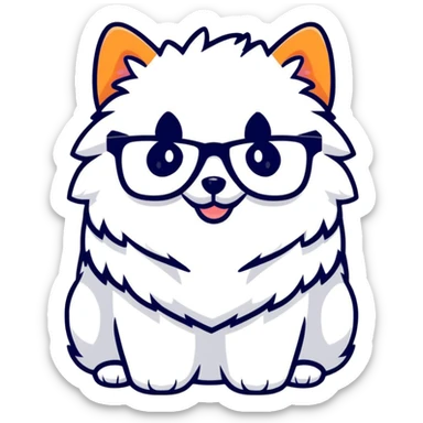 Pomeranian wearing glasses  sticker