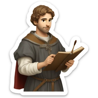 young medieval painter seen in profile sticker