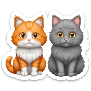 Orange cat and gray cat together sticker