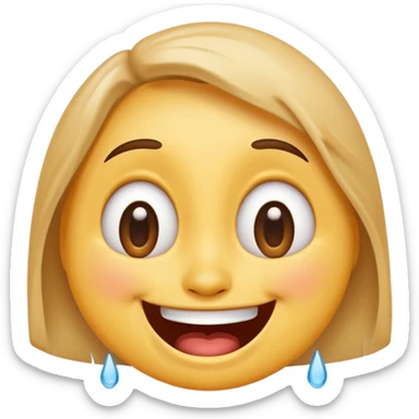 Emoji, laughing face with tears of joy, wide smile, big eyes sticker